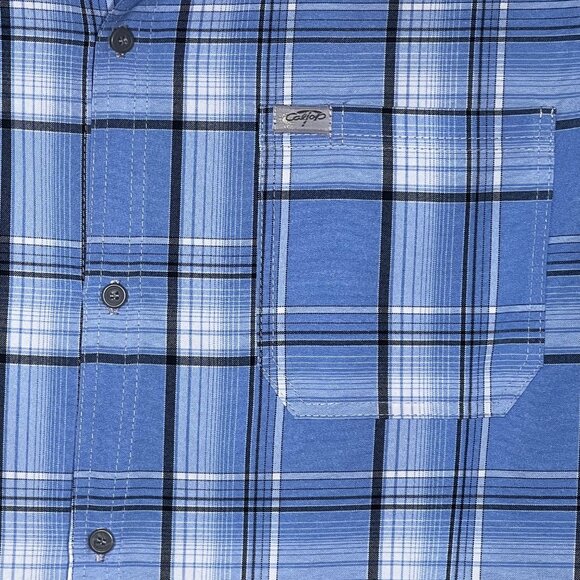 Men's Cal Top 2XLT Short Sleeve Plaid Checker Button Up Polyester Shirt Western - Picture 14 of 16